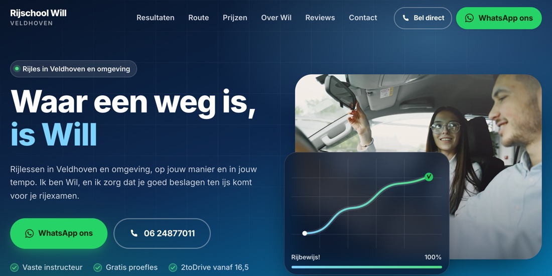 Rijschool Will website